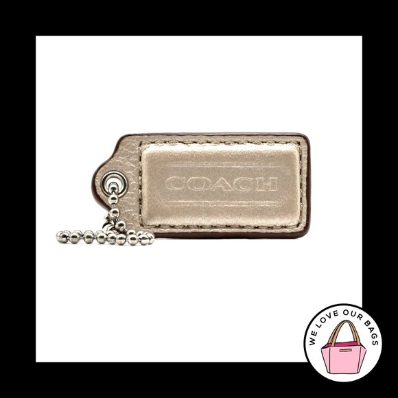 2" Medium COACH Pearl Beige Leather Nickel Key Fob Bag Charm Keychain Hang Tag - Picture 1 of 1